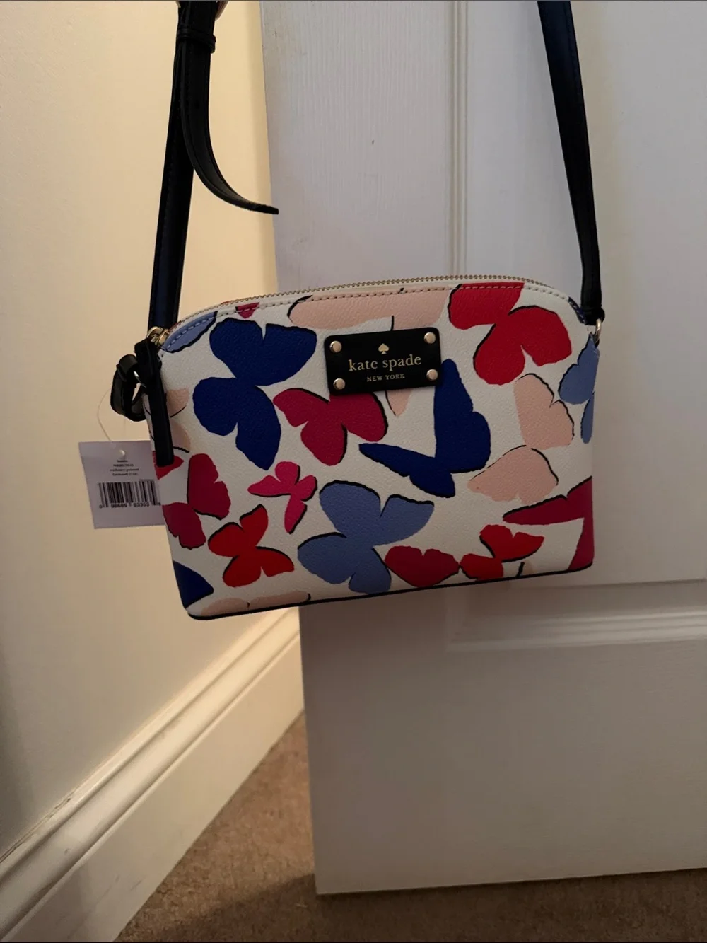 kate spade Floral Butterfly Crossbody — White with Pink, Red & Blue